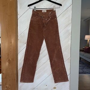 High Rise Straight Cord Ankle Jeans